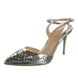 GIUSEPPE ZANOTTI Silver Leather Slingback Pumps